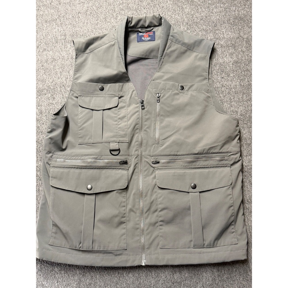 Roundtree & Yorke TravelSmart Mens Gray Utility Fishing Travel Vest Large L